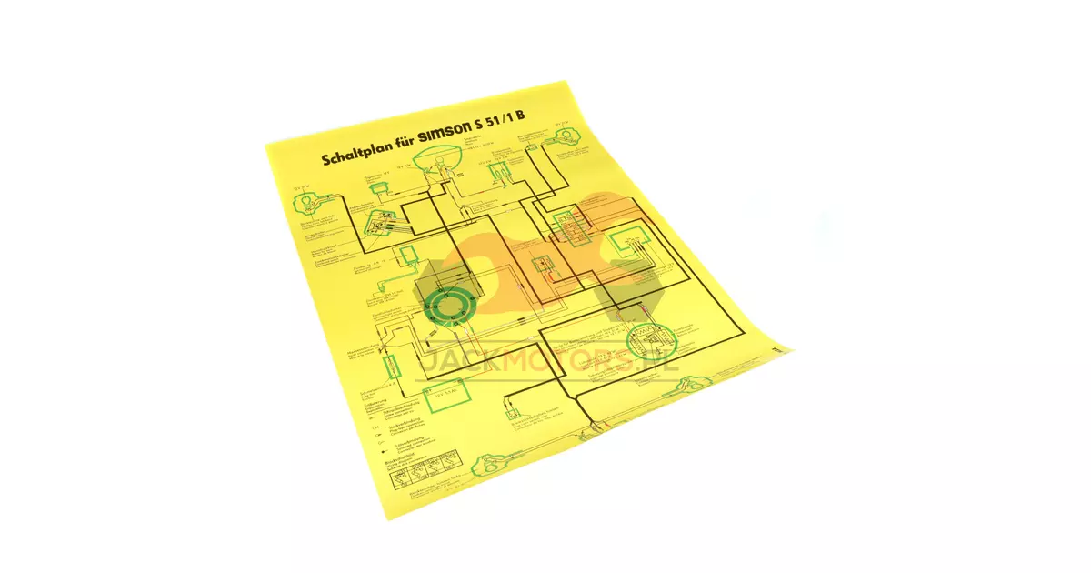 PLAKAT SCHEMAT INSTALACJI SIMSON S51 1 B 12V VERSION MZA Jack Motors plakat-schemat-instalacji-simson-s51-1-b-12v-version-mza-jack-motors