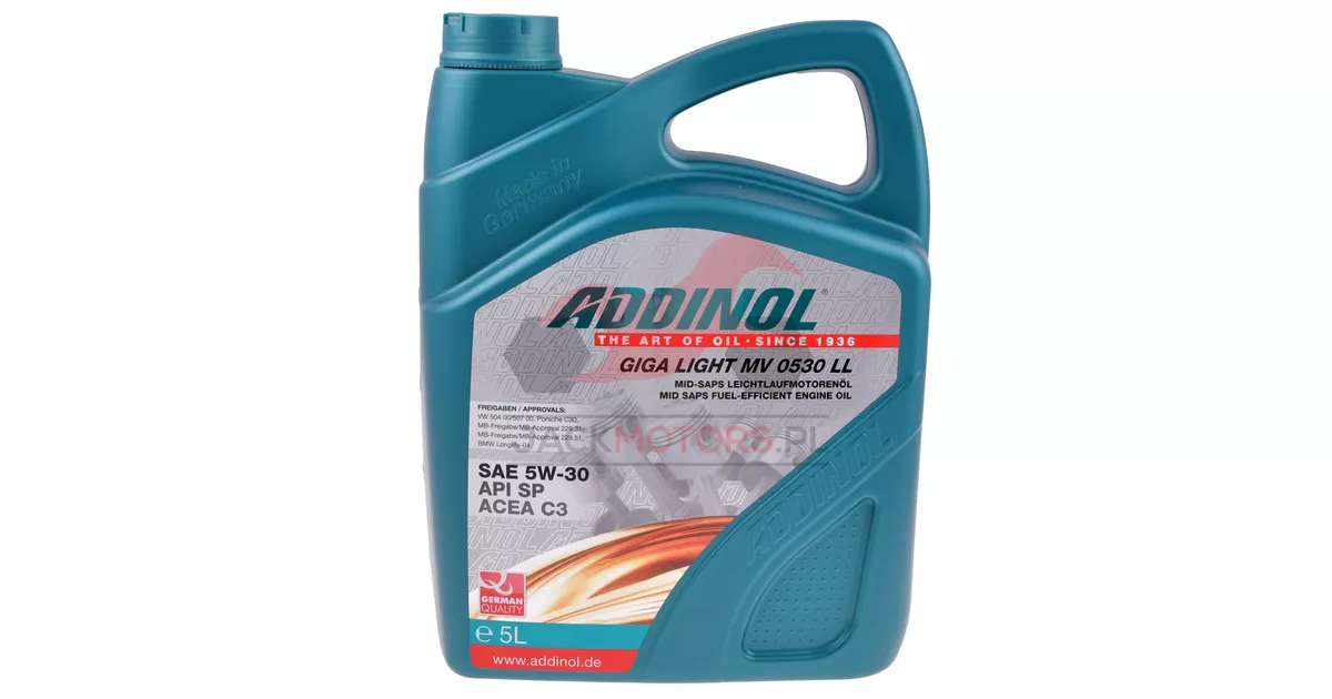 ENGINE OIL ADDINOL GIGA LIGHT MV 0530 LL 5W-30 5L - Jack Motors ...
